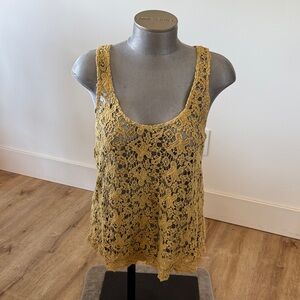 Ecote Yellow Lace Tank Top